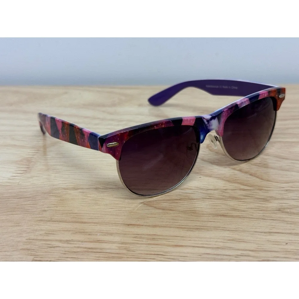 Sunscape Kaleidoscope Sunglasses Galaxy Print Clubmaster Purple Gradient Lenses